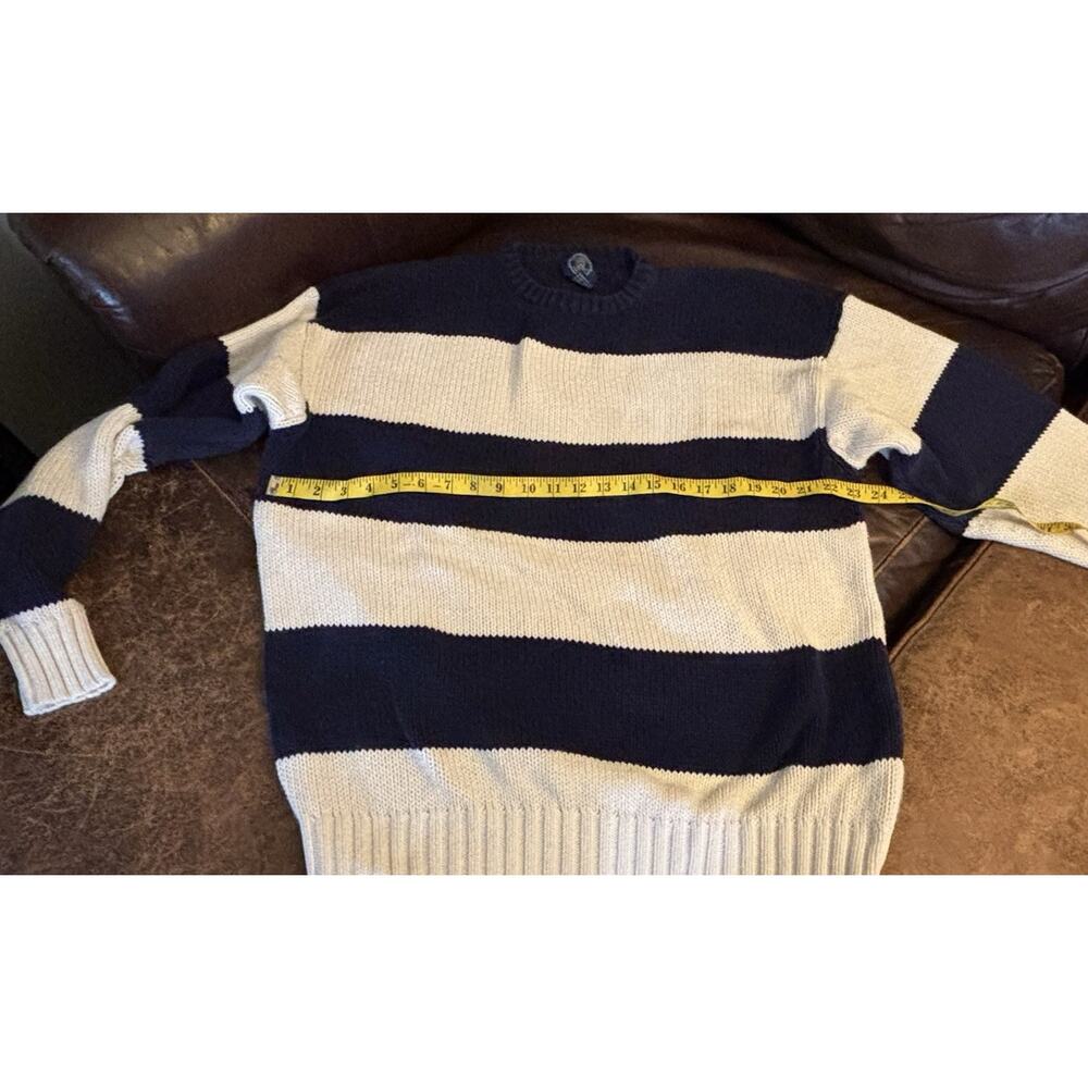 Gap XL 100% cotton navy blue/white stripe knit sweater, made in England. Vintage